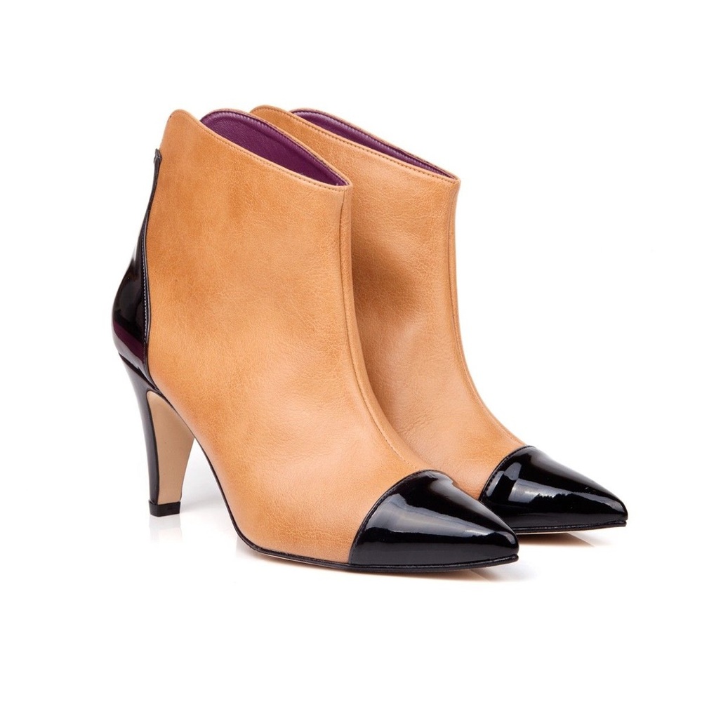 Beyond Skin Colleen Camel & Black Vegan Ankle Boot